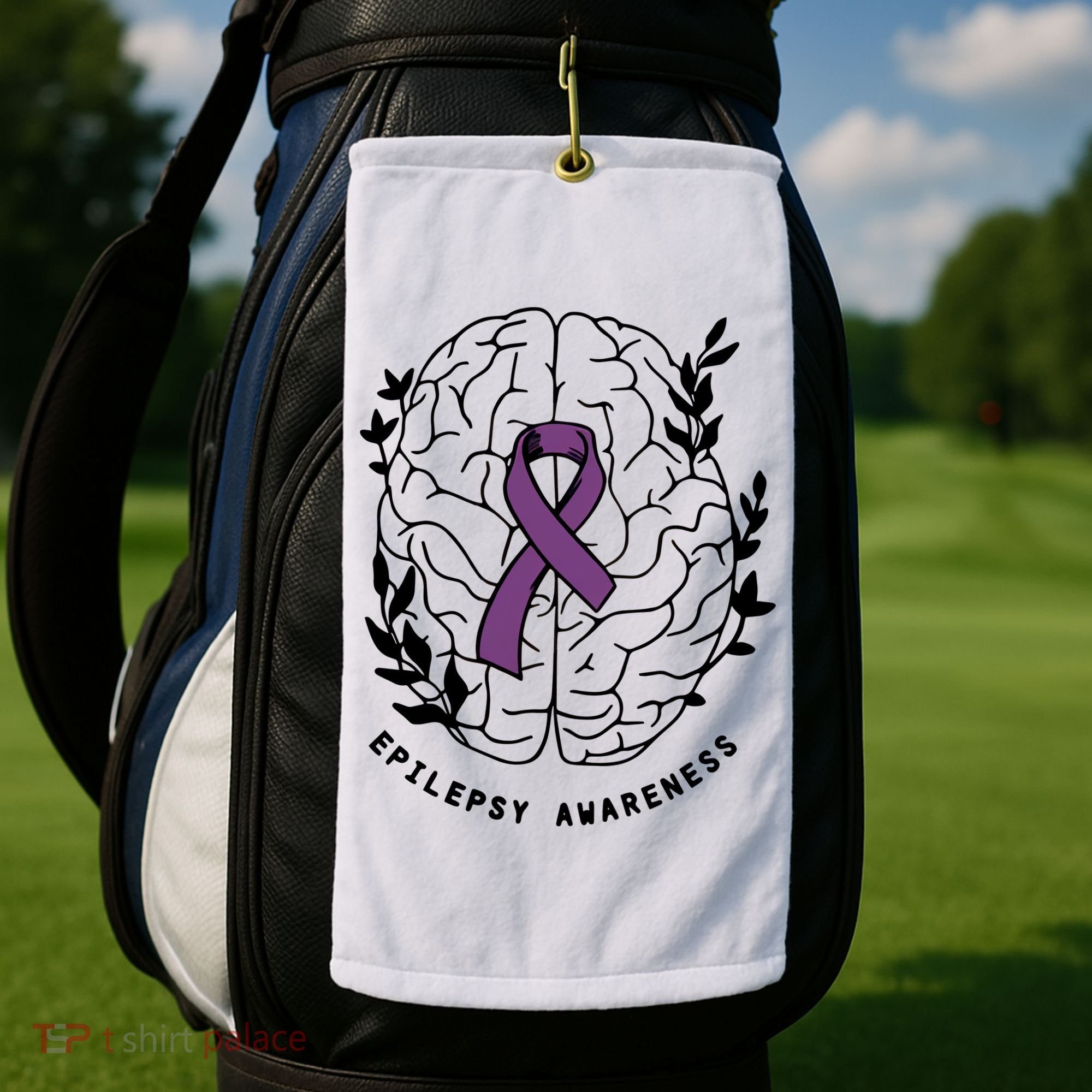 Epilepsy Awareness For Epilepsy Warrior Purple Ribbon Neurodiversity Golf Towel