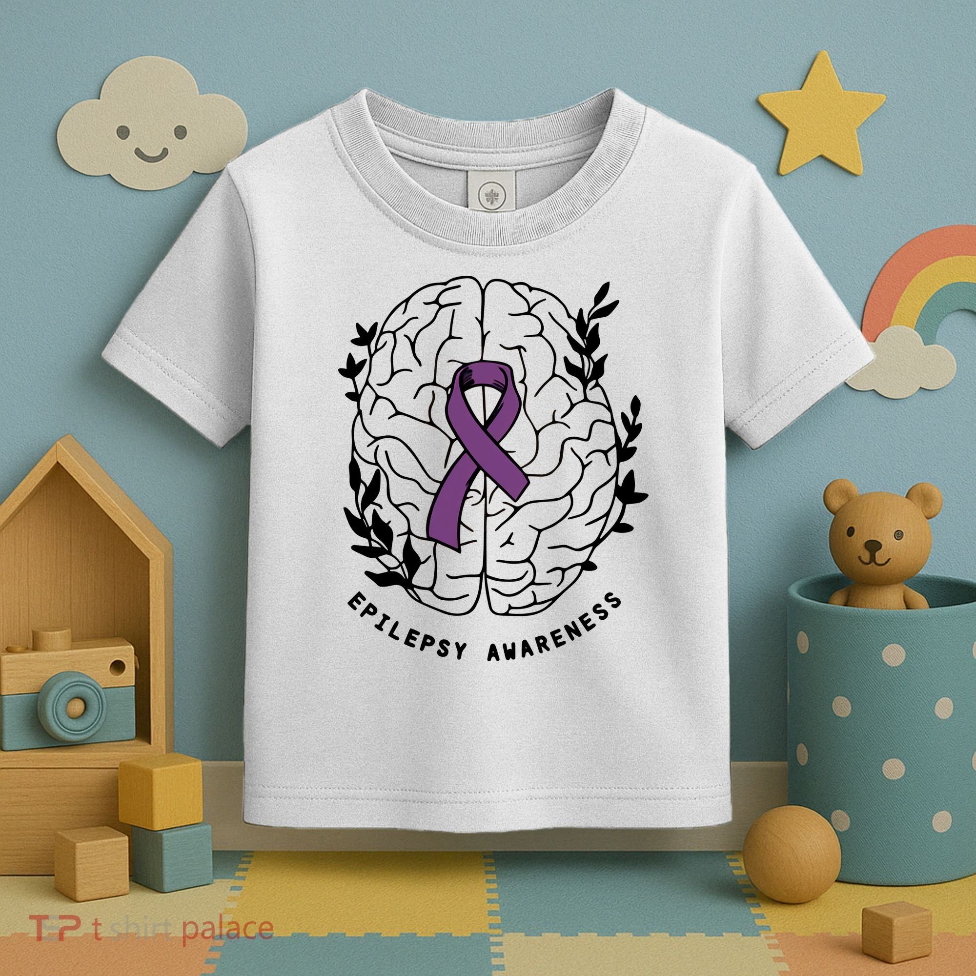 Epilepsy Awareness For Epilepsy Warrior Purple Ribbon Neurodiversity Toddler T-Shirt