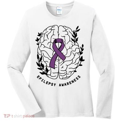 Epilepsy Awareness For Epilepsy Warrior Purple Ribbon Neurodiversity Women's Long Sleeve Shirt