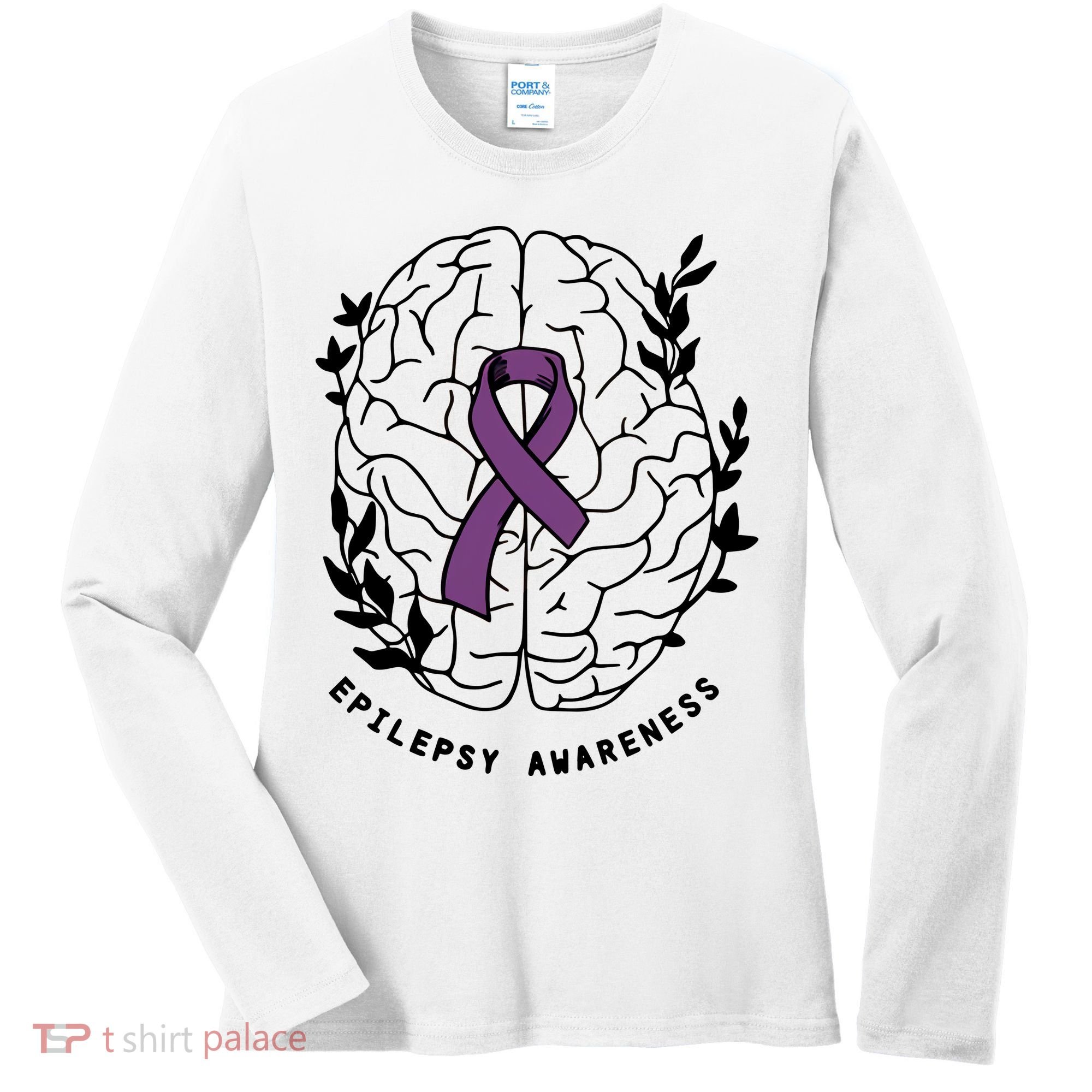 Epilepsy Awareness For Epilepsy Warrior Purple Ribbon Neurodiversity Women's Long Sleeve Shirt