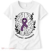 Epilepsy Awareness For Epilepsy Warrior Purple Ribbon Neurodiversity Women's T-Shirt thumb 0