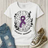 Epilepsy Awareness For Epilepsy Warrior Purple Ribbon Neurodiversity Women's T-Shirt thumb 3