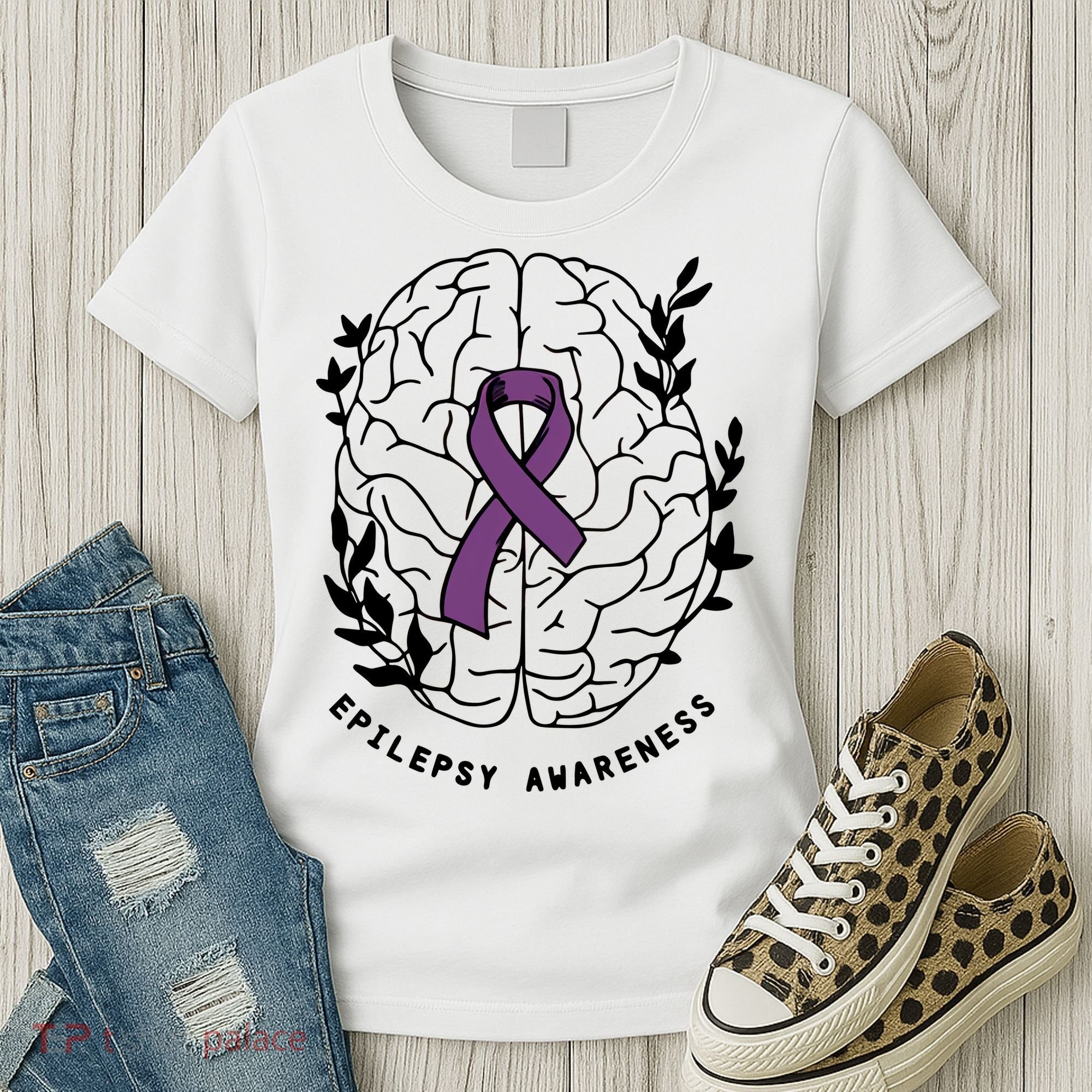 Epilepsy Awareness For Epilepsy Warrior Purple Ribbon Neurodiversity Women's T-Shirt