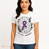 Epilepsy Awareness For Epilepsy Warrior Purple Ribbon Neurodiversity Women's T-Shirt thumb 4