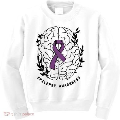 Epilepsy Awareness For Epilepsy Warrior Purple Ribbon Neurodiversity Kids Sweatshirt