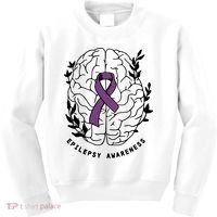 Epilepsy Awareness For Epilepsy Warrior Purple Ribbon Neurodiversity Kids Sweatshirt thumb 0