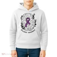 Epilepsy Awareness For Epilepsy Warrior Purple Ribbon Neurodiversity Kids Hoodie thumb 4