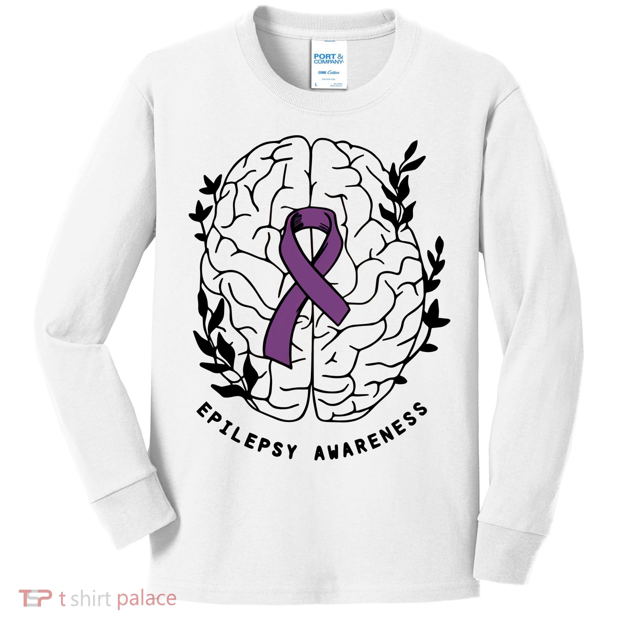 Epilepsy Awareness For Epilepsy Warrior Purple Ribbon Neurodiversity Kids Long Sleeve Shirt