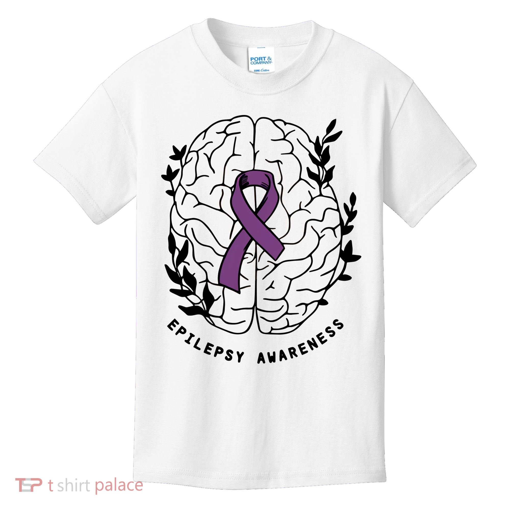 Epilepsy Awareness For Epilepsy Warrior Purple Ribbon Neurodiversity Kids T-Shirt