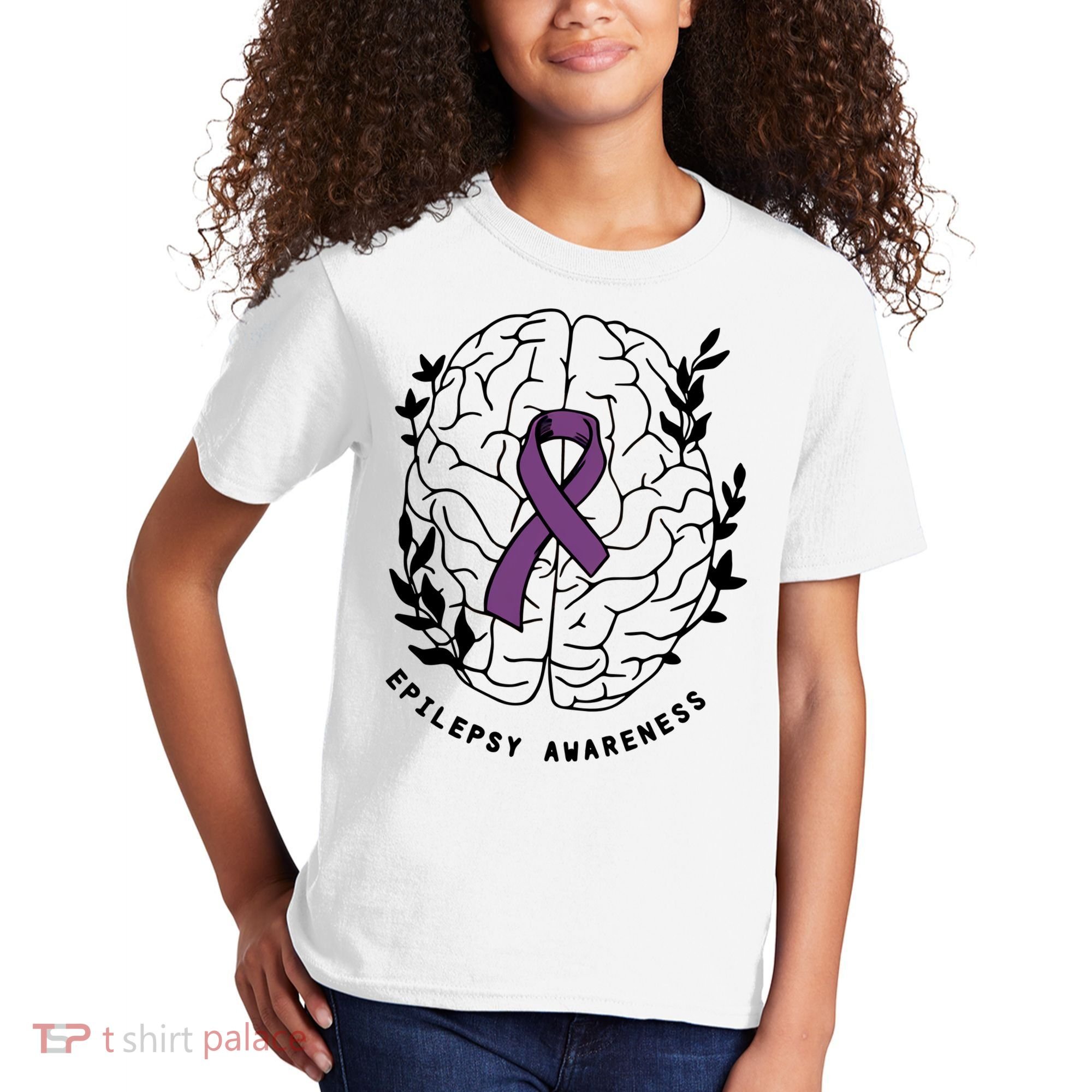 Epilepsy Awareness For Epilepsy Warrior Purple Ribbon Neurodiversity Kids T-Shirt