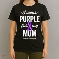 End Alz I Wear Purple For My Mom Alzheimers Awareness T-Shirt thumb 4