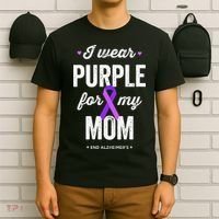 End Alz I Wear Purple For My Mom Alzheimers Awareness T-Shirt thumb 6
