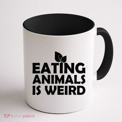 Eating Animals Is Weird Gift Vegan Vegetarian Support Coffee Mug back