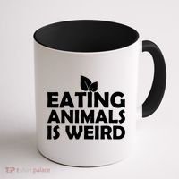 Eating Animals Is Weird Gift Vegan Vegetarian Support Coffee Mug thumb 1