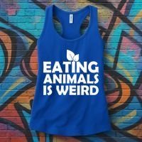 Eating Animals Is Weird Gift Vegan Vegetarian Support Women's Tank Top thumb 3