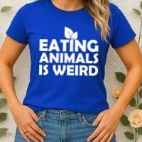 Eating Animals Is Weird Gift Vegan Vegetarian Support Women's T-Shirt thumb 2
