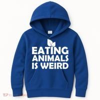Eating Animals Is Weird Gift Vegan Vegetarian Support Kids Hoodie thumb 0