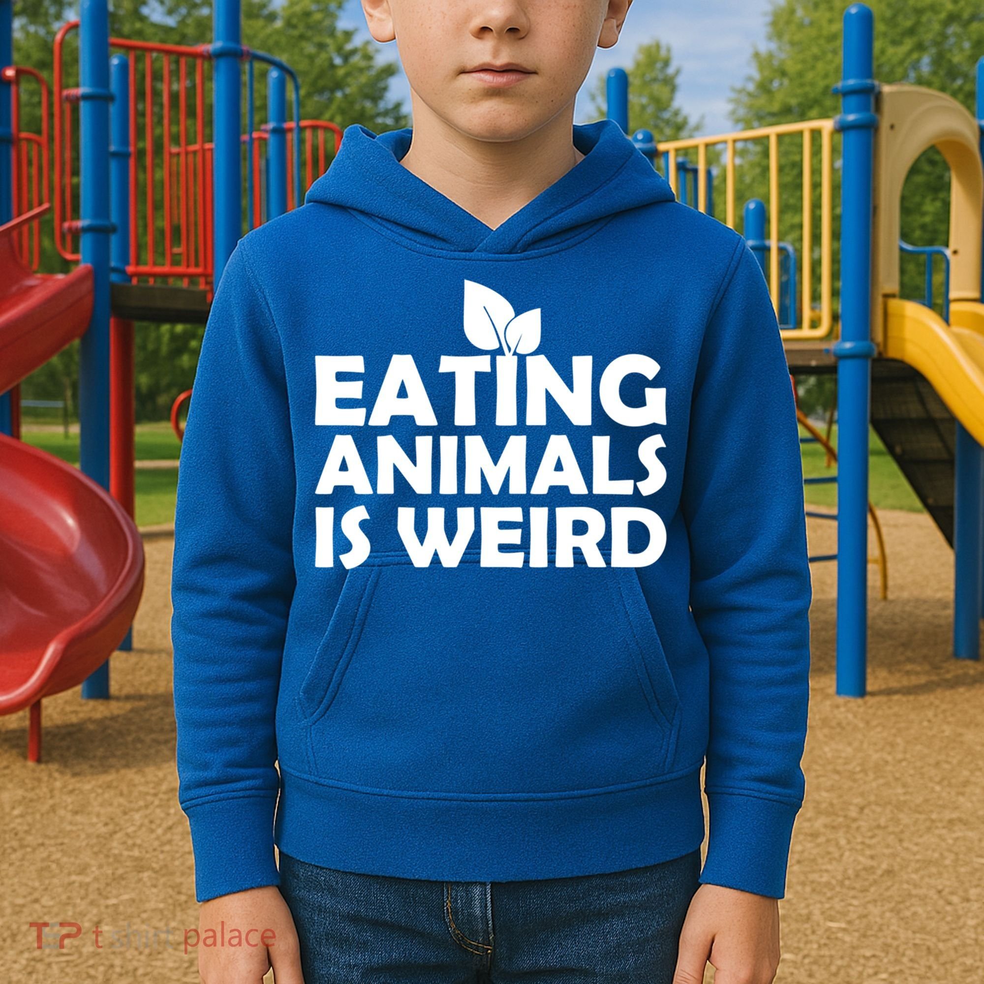 Eating Animals Is Weird Gift Vegan Vegetarian Support Kids Hoodie