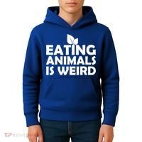 Eating Animals Is Weird Gift Vegan Vegetarian Support Kids Hoodie thumb 4