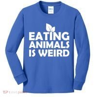 Eating Animals Is Weird Gift Vegan Vegetarian Support Kids Long Sleeve Shirt thumb 0