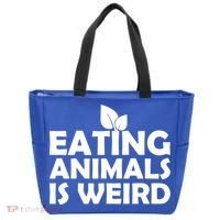 Eating Animals Is Weird Gift Vegan Vegetarian Support Tote Bag thumb 0