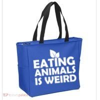 Eating Animals Is Weird Gift Vegan Vegetarian Support Tote Bag thumb 2