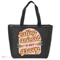 Eating Animals Is Not Groovy Vegan Life Tote Bag thumb 0