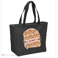 Eating Animals Is Not Groovy Vegan Life Tote Bag thumb 2