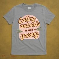 Eating Animals Is Not Groovy Vegan Life T-Shirt thumb 5
