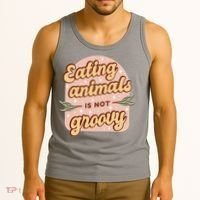 Eating Animals Is Not Groovy Vegan Life Tank Top thumb 3
