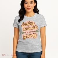 Eating Animals Is Not Groovy Vegan Life Women's T-Shirt thumb 4