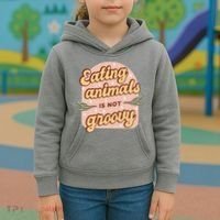 Eating Animals Is Not Groovy Vegan Life Kids Hoodie thumb 3