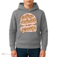 Eating Animals Is Not Groovy Vegan Life Kids Hoodie thumb 4