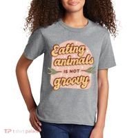 Eating Animals Is Not Groovy Vegan Life Kids T-Shirt thumb 2