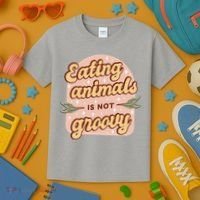 Eating Animals Is Not Groovy Vegan Life Kids T-Shirt thumb 3