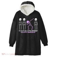 Epilepsy Awareness It's Ok To Be A Little Different Purple Hooded Wearable Blanket thumb 0