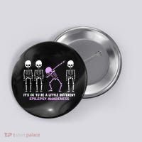 Epilepsy Awareness It's Ok To Be A Little Different Purple Button thumb 0