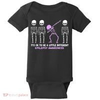 Epilepsy Awareness It's Ok To Be A Little Different Purple Baby Bodysuit thumb 0