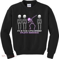 Epilepsy Awareness It's Ok To Be A Little Different Purple Kids Sweatshirt thumb 0