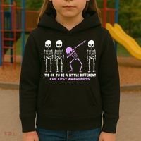 Epilepsy Awareness It's Ok To Be A Little Different Purple Kids Hoodie thumb 3