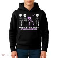 Epilepsy Awareness It's Ok To Be A Little Different Purple Kids Hoodie thumb 4