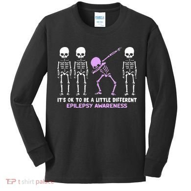 Epilepsy Awareness It's Ok To Be A Little Different Purple Kids Long Sleeve Shirt