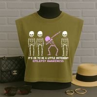 Epilepsy Awareness It's Ok To Be A Little Different Purple Garment-Dyed Women's Muscle Tee thumb 3