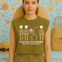 Epilepsy Awareness It's Ok To Be A Little Different Purple Garment-Dyed Women's Muscle Tee thumb 4