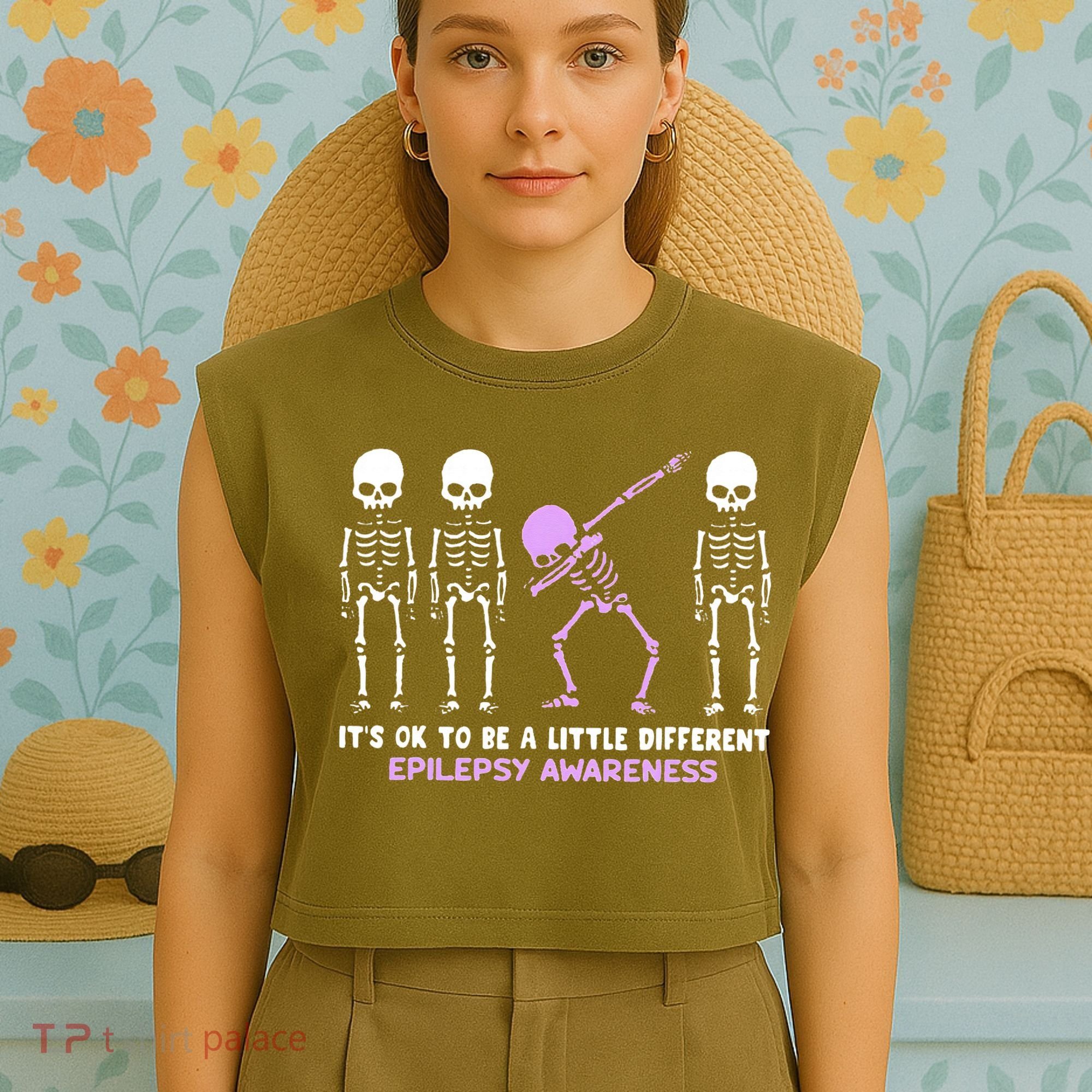 Epilepsy Awareness It's Ok To Be A Little Different Purple Garment-Dyed Women's Muscle Tee