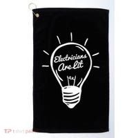 Electricians Are Lit Lightbulb Funny Electrician Gift Golf Towel thumb 0