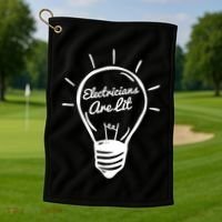 Electricians Are Lit Lightbulb Funny Electrician Gift Golf Towel thumb 1