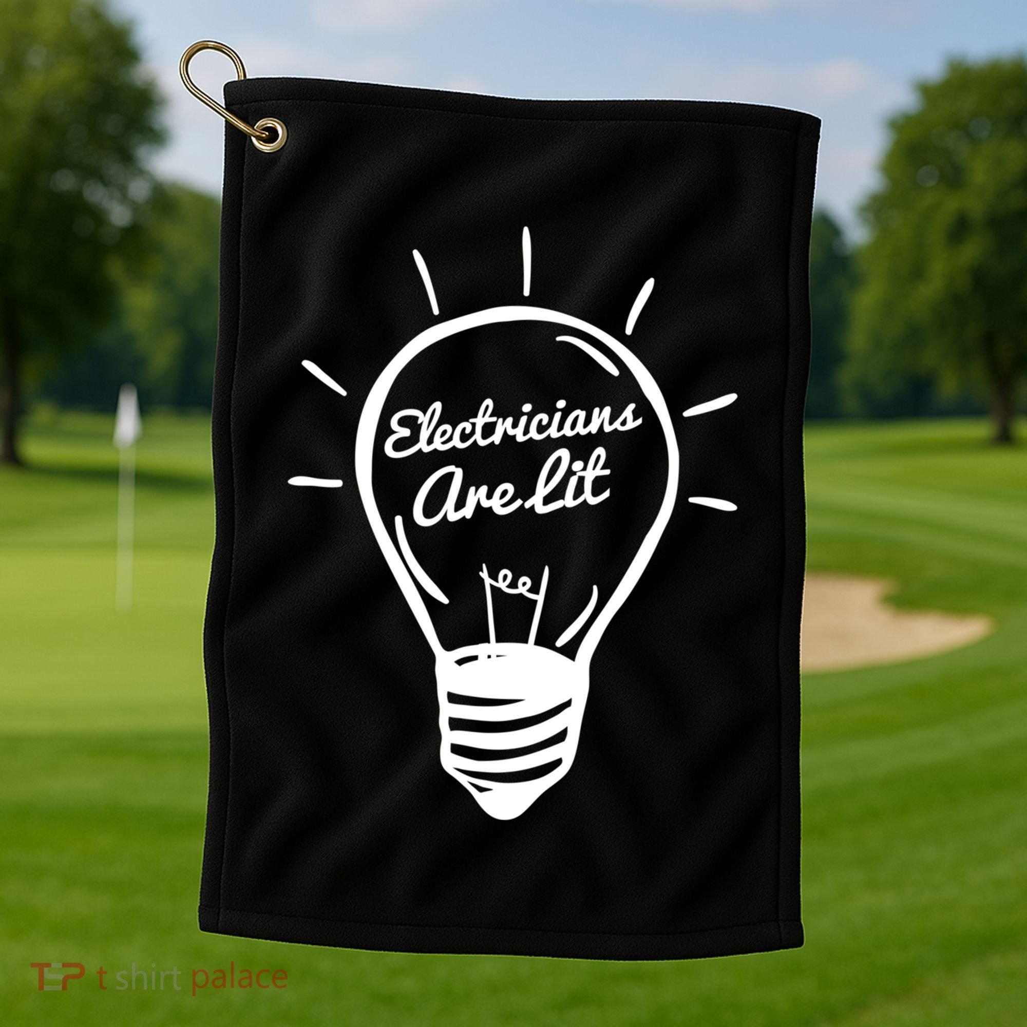 Electricians Are Lit Lightbulb Funny Electrician Gift Golf Towel