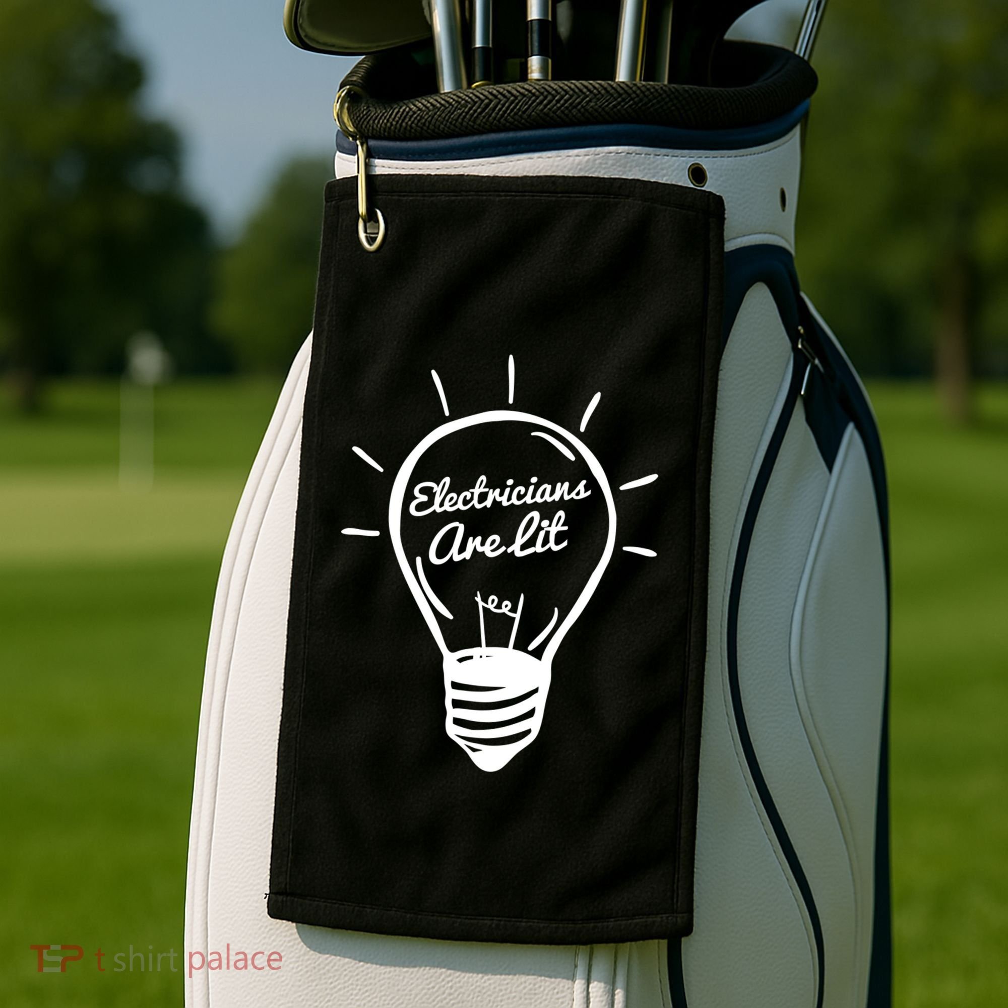 Electricians Are Lit Lightbulb Funny Electrician Gift Golf Towel