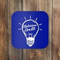 Electricians Are Lit Lightbulb Funny Electrician Gift Coaster thumb 0